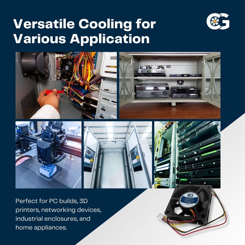 coolerguys مروحة كولر قايز ذات محمل كروي مزدوج 12 فولت 3 دبابيس (60x20 مم، سرعة متوسطة) - Image 4